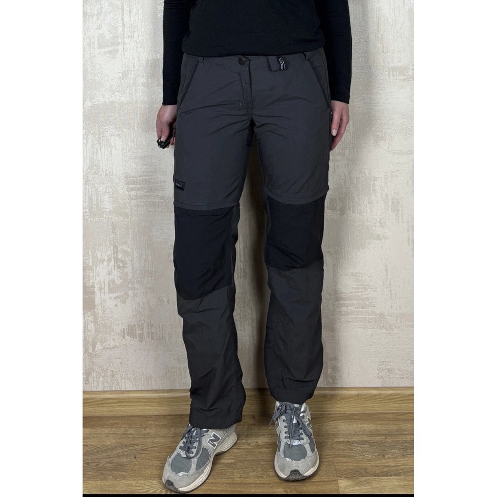Decathlon Forclaz Gray Black Convertible Hiking Cargo Pants Women's Size W28 L31